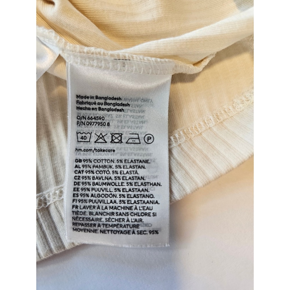 H&M MAMA Ribbed Wrap Top Maternity Small Cream Long Sleeve V-Neck - Picture 4 of 5